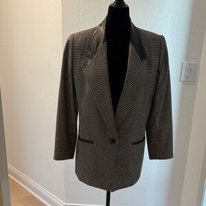 Adolfo Black and White Checkered Blazer